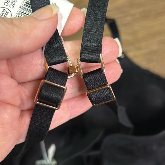 Aerie black lace plunge push up bra adjustable 32C - Picture 8 of 10